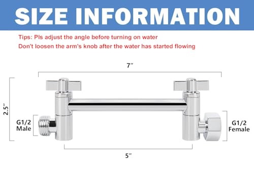 NearMoon Adjustable Shower Arm Universal Connection, Extension Arm, Adjust Angle to Upgrade Shower Experience, Easy to Install, Anti-leak (5 Inch, Chrome Finish) - color: Chrome Finish, style: 5 Inch Adjustale