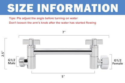 NearMoon Adjustable Shower Arm Universal Connection, Extension Arm, Adjust Angle to Upgrade Shower Experience, Easy to Install, Anti-leak (5 Inch, Chrome Finish) - color: Chrome Finish, style: 5 Inch Adjustale