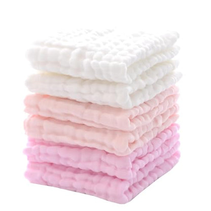 Cotton washcloths, face Cleaning Cloths,Bath Small Towels,6 Pack, 12x12 Inches - color: Pink
