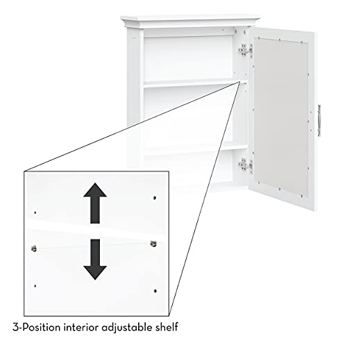 RiverRidge Somerset Bathroom Wall Mount Medicine Cabinet with Mirror, White | Bath Storage Cabinet with Adjustable Interior Shelf and Soft Close Hinges, Two-Tone Handles and Coved Top Detailing