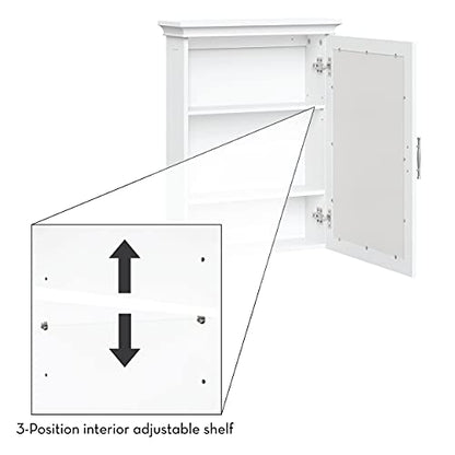 RiverRidge Somerset Bathroom Wall Mount Medicine Cabinet with Mirror, White | Bath Storage Cabinet with Adjustable Interior Shelf and Soft Close Hinges, Two-Tone Handles and Coved Top Detailing