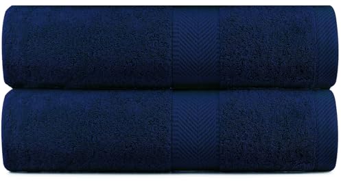 BY LORA 2-Pack Oversized Bath Sheets, Terry Cotton Hotel Large Towels, Navy Blue - color: Navy Blue, size: Bath Sheet 2-Pack