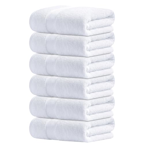 Infinitee Xclusives 100% Cotton Hand Towels for Bathroom - Set of 6 | Ultra Soft, Absorbent & Quick-Drying |16x28 inches| Luxury Hand Towel Set |600 GSM| Gym, Shower, Spa & Hotel Use - color: Brilliant White, size: Hand Towels - 6 Pack