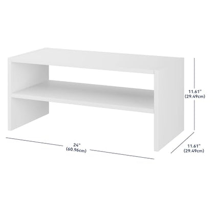 Whitmor Wood Stackable 2-Shelf Shoe Rack, White, 24 inches - color: White, size: 24 INCH