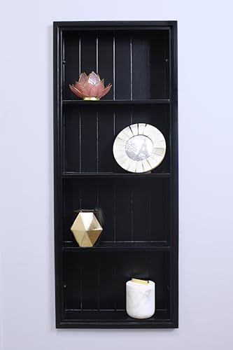 14x36 Sloane Recessed Wall Niche Medicine Cabinet Replacement, in The Wall Bathroom Cabinet Insert Shelf/Shelves, Made in North America, Real Wood, NO MDF, Beadboard, Black - color: Black, size: 14x36