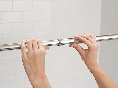 Moen Chrome 44-72-Inch Adjustable Tension Mounted Straight Shower Curtain Rod for Bathroom, No Drilling Needed, TR1000CH - color: Chrome