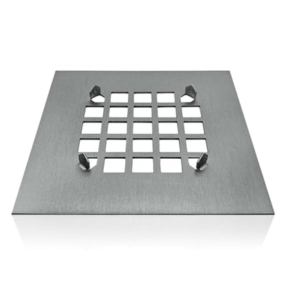 4-1/4” Square Snap-in Brushed Nickel Shower Drain - Stainless Steel Replacement - 4.25 inch Durable Floor Cover -Snap-in - Easy Installation Universal Grate Strainer - color: Brushed Stainless Steel