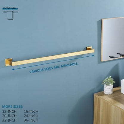 KOKOSIRI 32 Inch Gold Bath Towel Bar Bathroom Towel Rack Towel Holder Shower Hand Towel Hanger,Total Length 33.3 Inch, Brushed Gold, B4003BG-L32 - color: Brushed Gold, size: 32-Inch