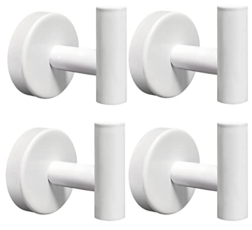 4 Pack Towel Hooks Bathroom Wall Hook Holder Stainless Steel Coat Robe Clothes Hook for Bath Kitchen Hotel Garage（White） - color: White, size: 4