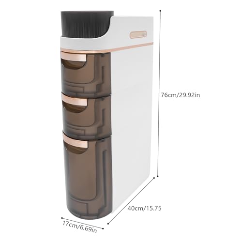 4 Tiers Narrow Bathroom Storage Cabinet with 3 Drawers,Movable Bathroom Floor Storage Cabinet with and Tissue Holder,Slim Cabinet for Small Space,Bathroom, Kitchen - style: 4-Tier-Rotatable Top