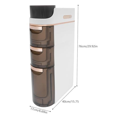 4 Tiers Narrow Bathroom Storage Cabinet with 3 Drawers,Movable Bathroom Floor Storage Cabinet with and Tissue Holder,Slim Cabinet for Small Space,Bathroom, Kitchen - style: 4-Tier-Rotatable Top