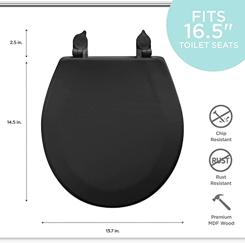 J&V Textiles Round Wooden Toilet Seat With Beveled Edge (Light Blue)* - color: Light Blue