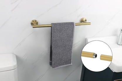 TocTen Bath Towel Bar - Thicken SUS304 Stainless Steel Bathroom Towel Holder, Towel Rod for Bathroom Heavy Duty Wall Mounted Towel Rack Hanger (18IN, Brushed Gold) - color: Gold, size: 18IN