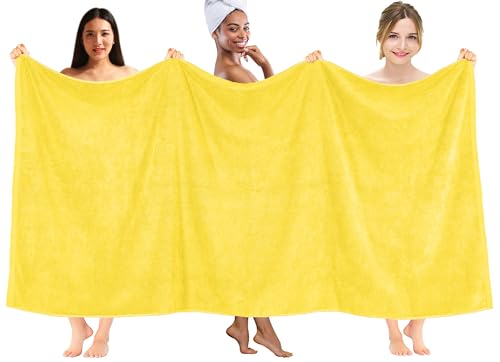 DAN RIVER Pack of 1 Oversized Bath Sheet, 40 x 80 Inches, Yellow | 100% Cotton Jumbo Bath Towel with Extra Large Coverage, Lightweight Feel, Super Soft & Quick Dry - color: Yellow, size: 40x80" Oversized Bath Sheet