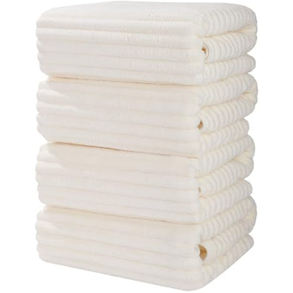 Luxury 4-Piece Quick-Dry Bath Towel Set 27.5X 55 Inches – Ultra Soft Microfiber for Bathroom, Bar, Pool, Gym & Travel – Elegant Twill Design - color: 4white