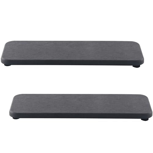 NiuYichee 2 Pcs Water Absorbing Stone Trays, Kitchen/Bathroom Sink Soap Dish, Diatomite Tray Used for Hand Soap & Cosmetic Bottles in The Modern Home, 3.54" W x 9" L, Dark Gray - color: Dark Gray, size: 9" x 3.54"