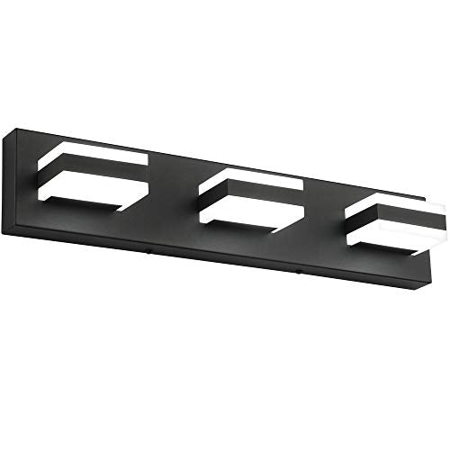 SOLFART LED Black Bathroom Vanity Light Fixtures Over Mirror 3 Lights Bath Lighting Restroom Light Modern Vanity Lights for Bathroom Bath Lights ETL Listed - color: Matt Black,6000K & 100% Brightness, size: 3- Light,22Inch