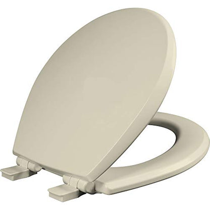 Mayfair Cassel Slow Close Toilet Seat, Easy Clean, Non Slip Premium Wood Seat, Easy Install, Made in USA, Round, Bone - size: Round