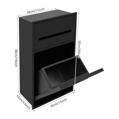 Bathroom Trash Can, 1.59 Gallon Tilt Out Trash Bin Cabinet, Recessed Wall Mounted Hidden Trash Cabinet, Stainless Steel Trash and Recycling Organizer with Toilet Paper Holder for Kitchen(Black)