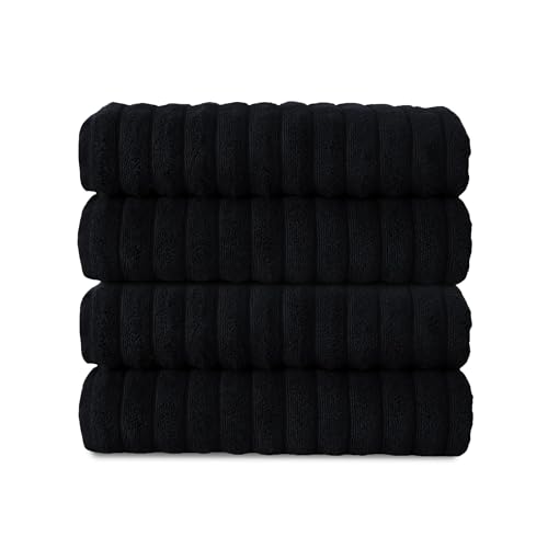 Classic Turkish Towels CTT Premium 4 Pack Bath Towels Set, Made with 100% Turkish Cotton, Spa & Hotel, Quick Drying Towels, Absorbent & Comfy | 27"x54" (Black) - color: Black, size: 4-Piece Bath Towel Set