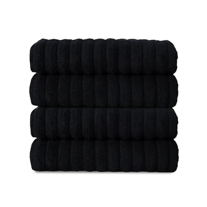 Classic Turkish Towels CTT Premium 4 Pack Bath Towels Set, Made with 100% Turkish Cotton, Spa & Hotel, Quick Drying Towels, Absorbent & Comfy | 27"x54" (Black) - color: Black, size: 4-Piece Bath Towel Set