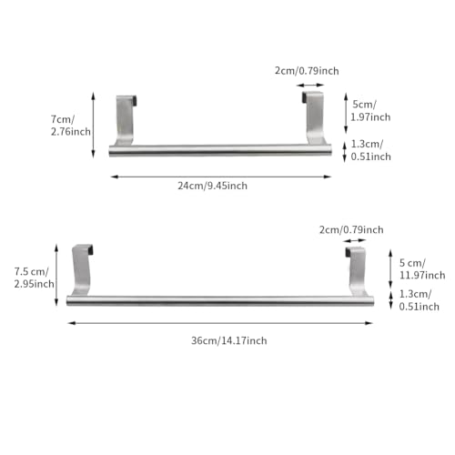 2 Pieces Towel Bar, Stainless Steel Towel Hanger Kitchen Cabinet Towel Rack, Over Door Towel Rack Bar Holders(Color:S,2pcs)