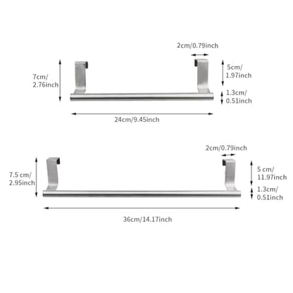 2 Pieces Towel Bar, Stainless Steel Towel Hanger Kitchen Cabinet Towel Rack, Over Door Towel Rack Bar Holders(Color:S,2pcs)