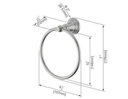 F-0801-BN Bath Towel Ring, Bathroom Hardware Accessories Wall Mounted Towel Holder for Bathroom,Brushed Nickel Finished - color: Brushed Nickel
