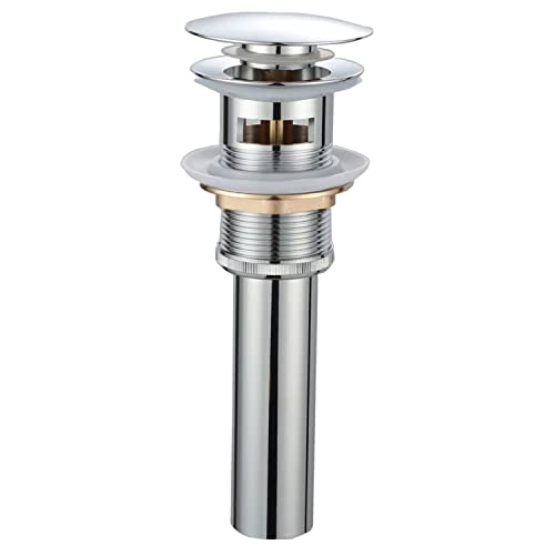 Pop Up Sink Drain With Overflow Bouncing Style Stopper Brass Polished Chrome for Bathroom - color: Chrome Pop Up Sink Drain With Overflow