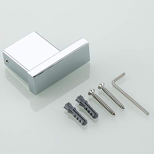 RANDOM Towel Hooks Bathroom Hardware Accessories Coat Hook 304 Stainless Steel Clothes Hook for Bath Kitchen Contemporary Hotel Style Wall Mounted 2 Pack. (Square, Chrome) - color: Single Hook-Polished Chrome