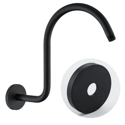 RANDOM S Shaped Shower Head Riser Pipe,Goose Neck Shower Arm 13 Inch Shower Head Extension Arm with Flange,Standard 1/2" Connection,Matte Black.RD-91098-13MB - color: Matte Black