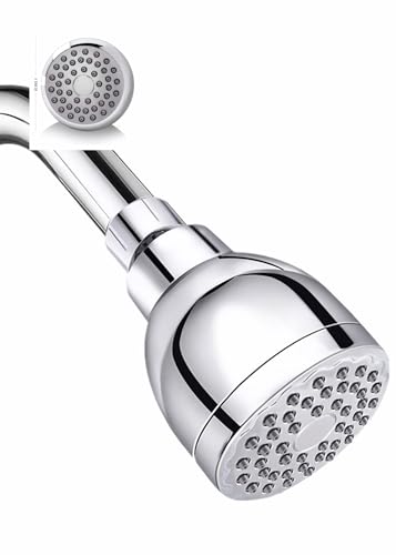 High Pressure Shower Head 3" Chrome - 360° Rotating Self-Cleaning Jets, Water Saving Flow Optimizer, Easy Install & Rustproof ABS, Spa Rainfall Spray for Adults/Elderly