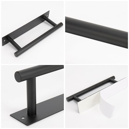 NearMoon Self Adhesive Hand Towel Holder/Towel Ring, Stainless Steel Hand Towel Bar Rustproof Stick on Wall-Towel Rack for Bathroom/Kitchen, Sticky and Wall Mounted (1, Matte Black) - color: Matte Black