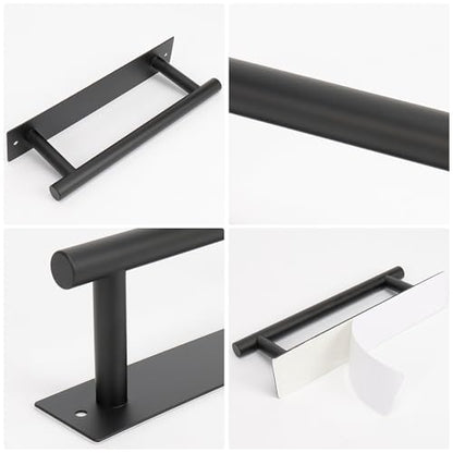 NearMoon Self Adhesive Hand Towel Holder/Towel Ring, Stainless Steel Hand Towel Bar Rustproof Stick on Wall-Towel Rack for Bathroom/Kitchen, Sticky and Wall Mounted (1, Matte Black) - color: Matte Black