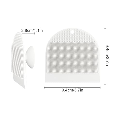 Shower Cleaning Brush Multifunction Silicone Cleaner Suction Cup | Dish Washing Brush with Squeegee for Indoor Home Apartment Bathroom Countertop Sink Shower Glass - color: White