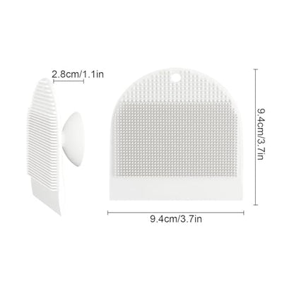 Shower Cleaning Brush Multifunction Silicone Cleaner Suction Cup | Dish Washing Brush with Squeegee for Indoor Home Apartment Bathroom Countertop Sink Shower Glass - color: White