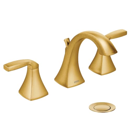 Moen Voss Two-Handle Widespread Bathroom Sink Faucet Trim Kit, Brushed Gold Finish, 8-Inch Adjustable 3-Hole Installation, Valve Required, Model T6905BG - color: Brushed Gold