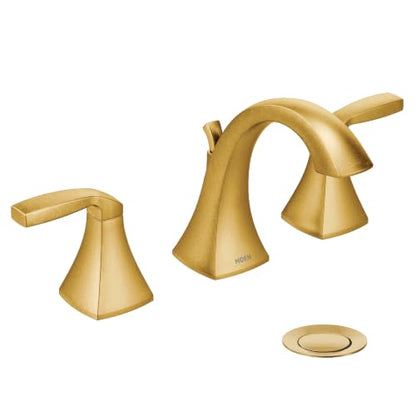 Moen Voss Two-Handle Widespread Bathroom Sink Faucet Trim Kit, Brushed Gold Finish, 8-Inch Adjustable 3-Hole Installation, Valve Required, Model T6905BG - color: Brushed Gold