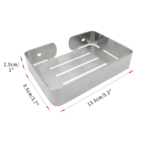 Soap Dish Stainless Steel Silver Soap Dish Holder Wall Mounted Shower Soap Holder with Screws, Sturdy Soap Dish for Bar Soap Stylish Soap Dish Holder (Medium, Silver) - color: Brushed Silver