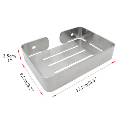 Soap Dish Stainless Steel Silver Soap Dish Holder Wall Mounted Shower Soap Holder with Screws, Sturdy Soap Dish for Bar Soap Stylish Soap Dish Holder (Medium, Silver) - color: Brushed Silver