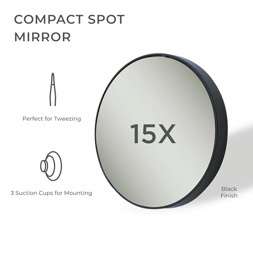 Zadro Compact 15X Magnification Travel Lightweight Portable Suction Cup Makeup Spot Mirror, Black, Black Finish - color: Black Finish