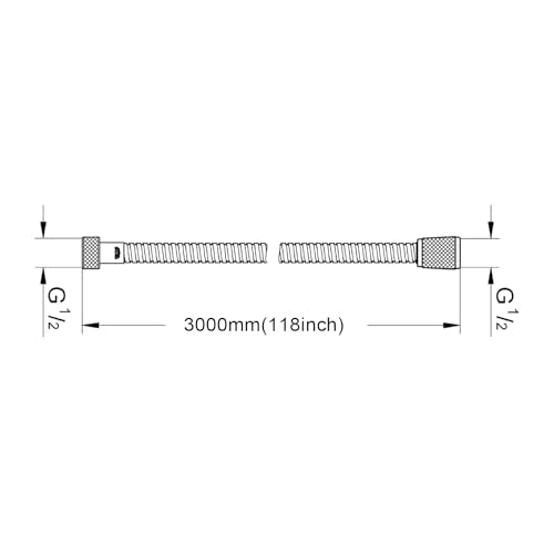 AULEEND，118 inch，encrypted shower hose 304 stainless steel metal - Extra long shower hose -（Universal Connection G 1/2" x 1/2")（chrome） - color: Chrome, size: 118 Inch