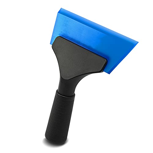 FOSHIO Small Squeegee with 5 Inch Dark Blue Rubber Blade Mini Wiper Window Tinting Tools for Mirror Glass Window Cleaner with Non-Slip Handle - color: Pure Blue