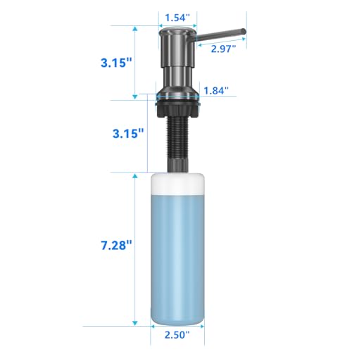 Dish Soap Dispenser, Kitchen Sink Soap Dispenser Pump with 17 OZ Bottle, Refill from The Top, Wide Pump Head Base (Gray) - color: Gray, size: With Bottle
