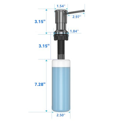 Dish Soap Dispenser, Kitchen Sink Soap Dispenser Pump with 17 OZ Bottle, Refill from The Top, Wide Pump Head Base (Gray) - color: Gray, size: With Bottle