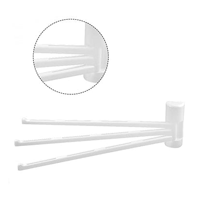 uxcell Rotation Towel Rack Bathroom Swivel Towel Bar 3 Multi Fold-able Arms Rotation Organizer Swing Towel Shelf Space Saving Hanger Kitchen Hand Towel Holder White
