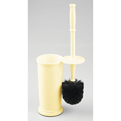 mDesign Toilet Bowl Brush and Holder - Covered Bathroom Brush - Standing Scrubber in Modern Holder - Space Saving, Deep Cleaning for Toilet - Hyde Collection - Light Yellow - color: Light Yellow