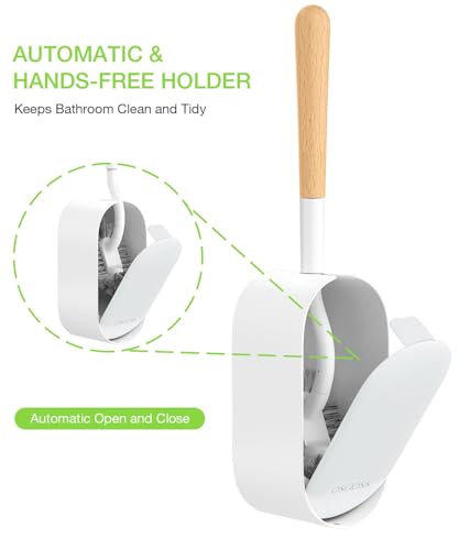 OSCIOSS Bamboo Toilet Brush Set, 2 Pack with Ergonomic Design, Compact Size, Durable Bristles, Wooden Holder for Bathroom Cleaning - color: Natural, size: 2 Pack