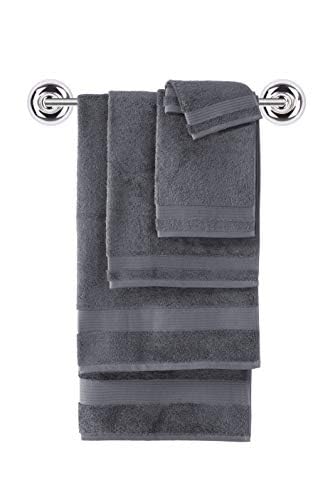 CTT - Luxury 6 Piece Towel Set, 100% Turkish Cotton, Quick Drying, Highly Absorbent & Comfy, Includes 2 Bath Towels, 2 Hand Towels & 2 Washcloths | (Grey) - color: Grey, size: 6-Piece Towel Set