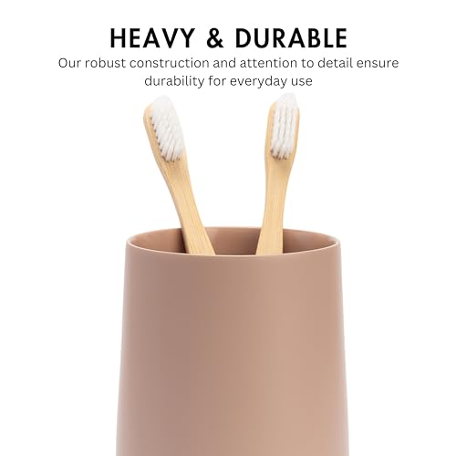 Yew Design Matte Pink Bathroom Toothbrush Holder Cup - Round - color: Round Matte Dusty Pink/Mauve